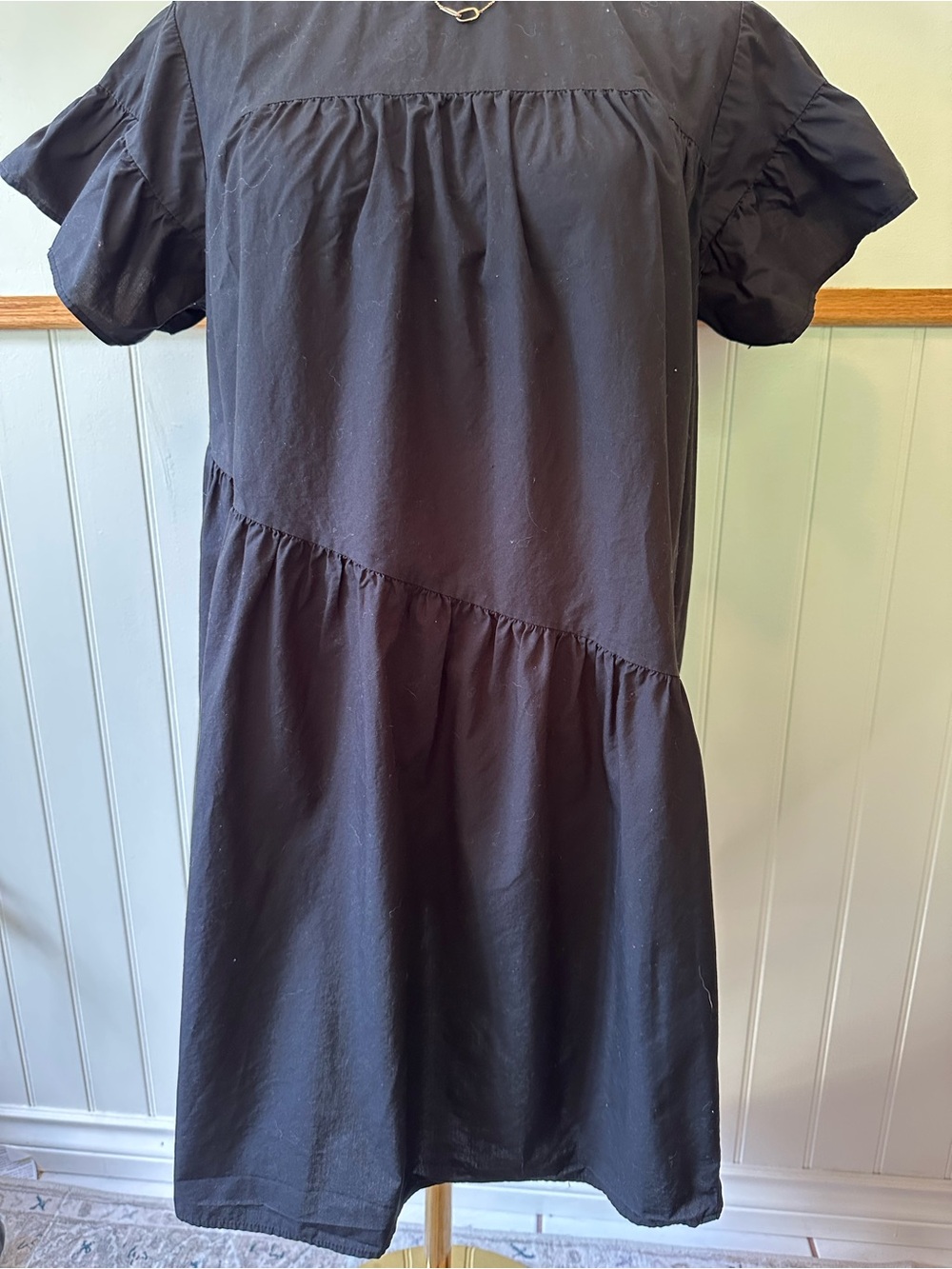 Who What Wear Black Ruffle Sleeve Mini Dress - Picture 4 of 8